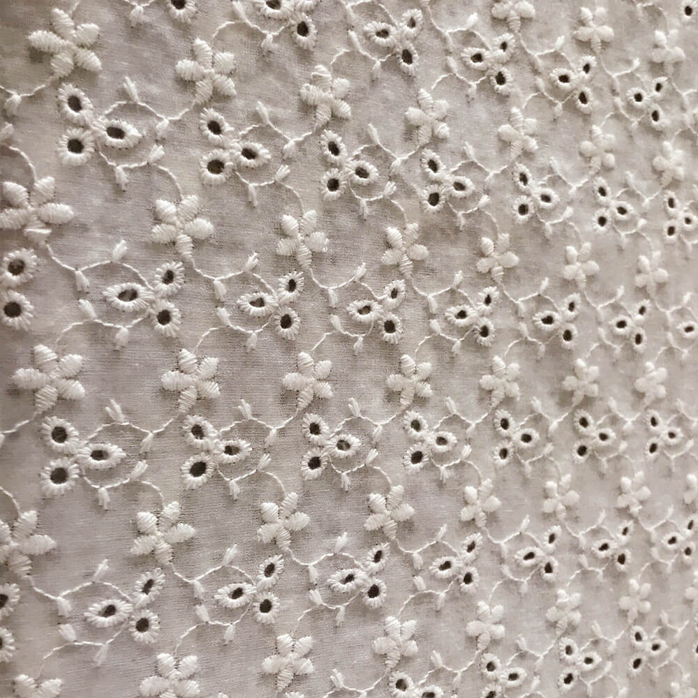 Eyelet Cutwork 100% Cotton Embroidered Fabric for Women's Wear Wholesa 7